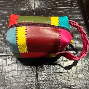 Leather colorful cosmetic/jewelry bag made in Jordan 🇯🇴